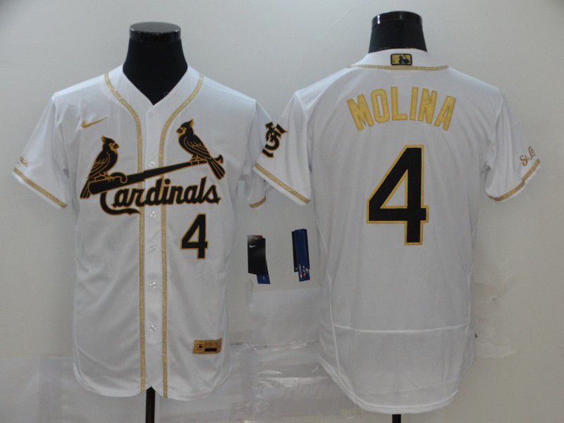 Men St.Louis Cardinals #4 Molina White Nike Elite MLB Jerseys